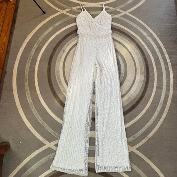 DB STUDIO Spaghetti Strap Sequin Blouson Jumpsuit Woman's Size 2 - Picture 5 of 16
